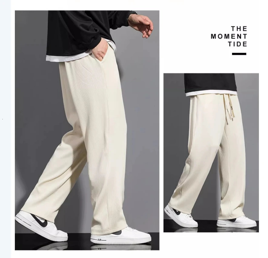 Spring and Autumn Fashion Pants Mens Loose Straight Leg Casual Trend 241206
