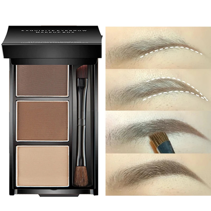 Lasting Eyebrow Powder Waterproof Brow Powder Tint Enhancers Pigment Natrual Eyebrow Shadow Palette with Brush Makeup Cosmetic 241206
