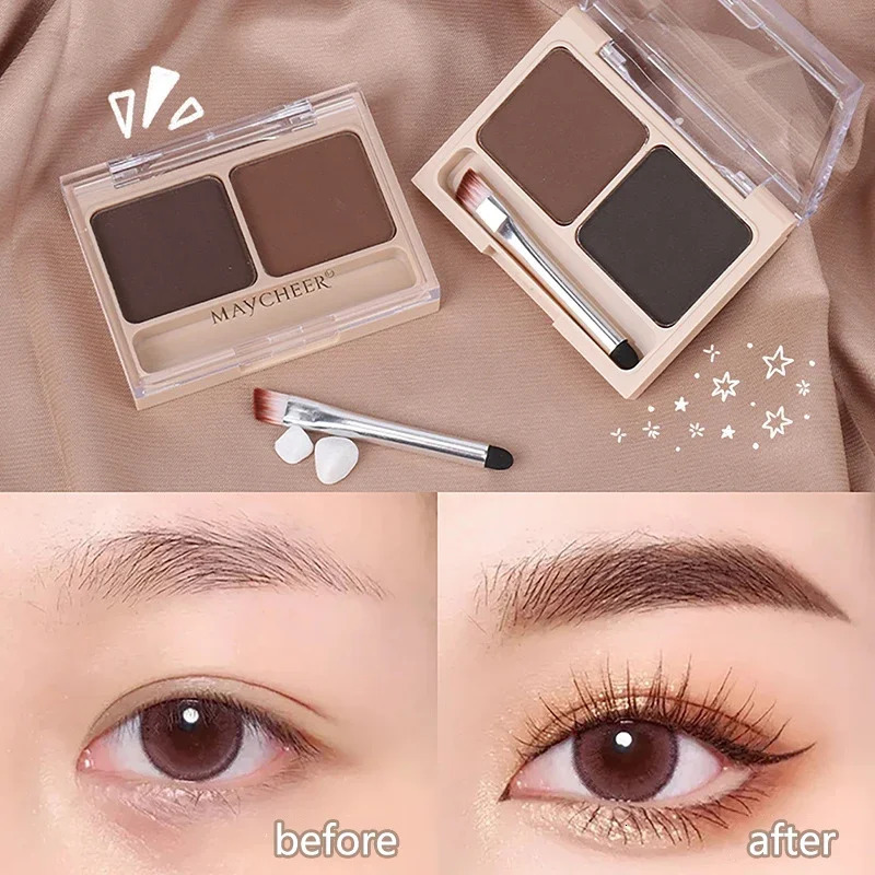 2Color Eyebrow Powder Palette Makeup Black Brown EyeBrow Enhancer Professional Waterproof Cosmetic Eye Shadow Palette with Brush 241206