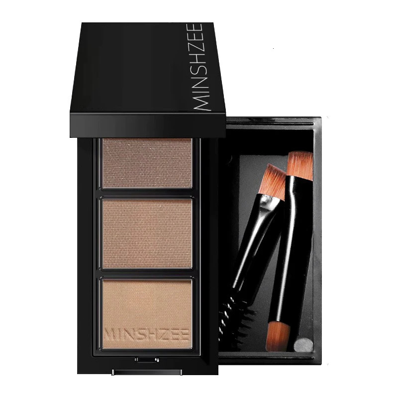 3-Color Eyebrow Powder Palette Cosmetic Eye Brow Enhancer Eye Shadow Eyeliner Contour All In One Makeup With Brush Mirror Box 241206