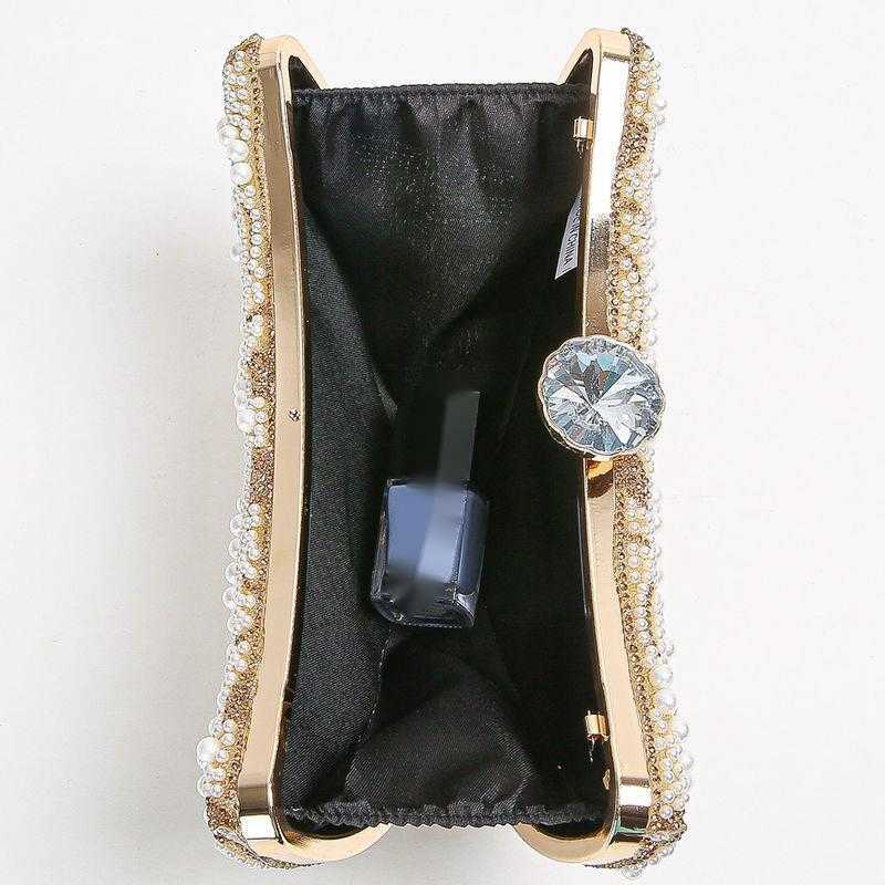 Clutch Bag Fashionable New Womens Pearl Studded Diamond Handbag Dinner Bag Formal Dress Bag Evening Dress Bag 240920