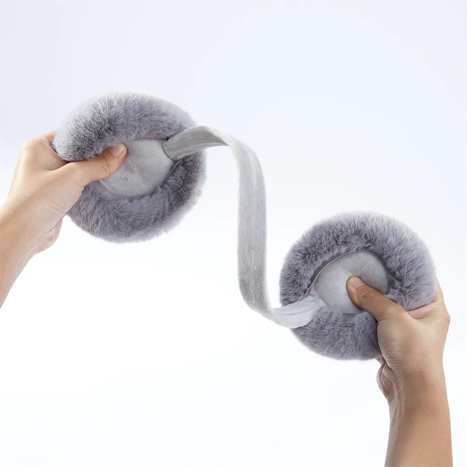 Anjj Foldable Grey Eartips Exquisite High Quality Soft Plush Warm Windproof Rabbit Fur Eartips 241205