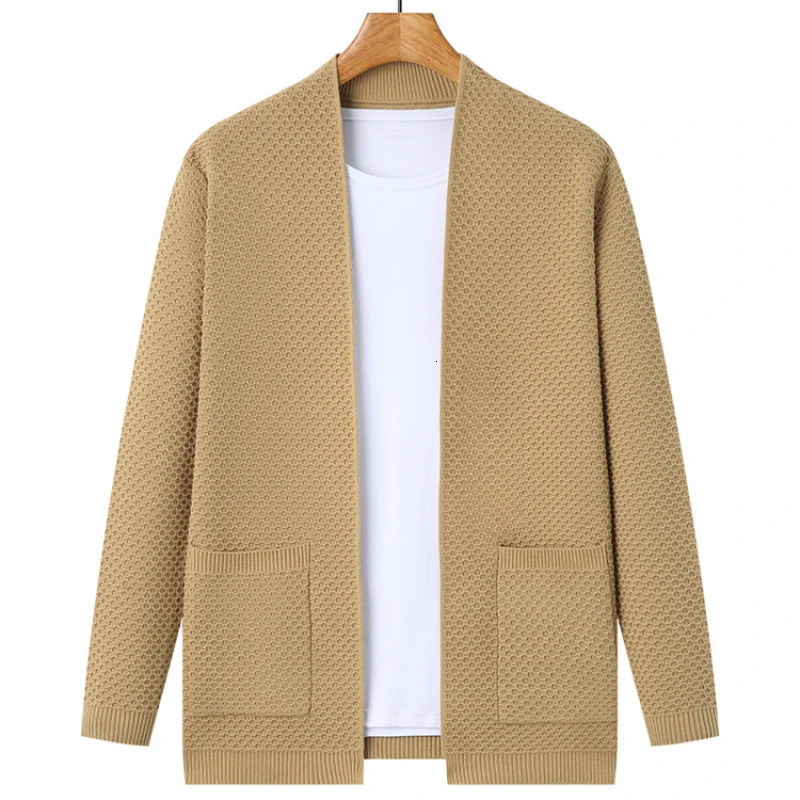 Mens Classic Polo Pattern Cardigan Zipper Free Shawl Daily Work Business Thin Coat Texture Top 241206