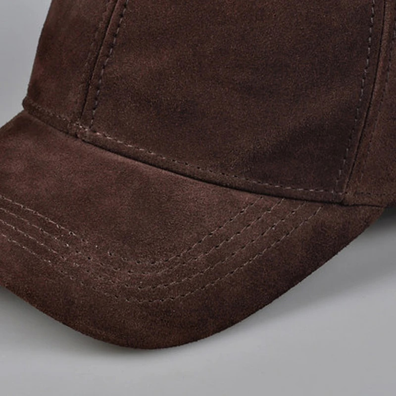 Leather Hat Mens Winter Top Nubuck Cowboy Adjustable Baseball Hat Big Brim Suede Casual Fashion Womens Hip Pop Thin Gorra 241206