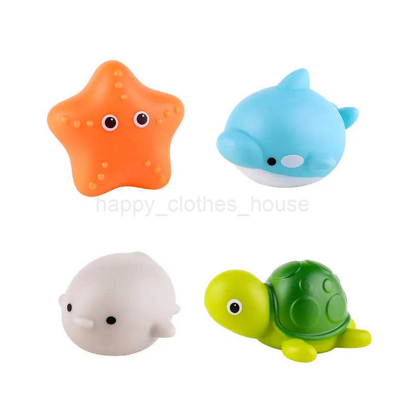 Baby Bath Toy Cute Animals Swimming Water LED Light Up Float Induction Luminous Toys Soft Rubber Kids Play Funny GiftsXJ241207