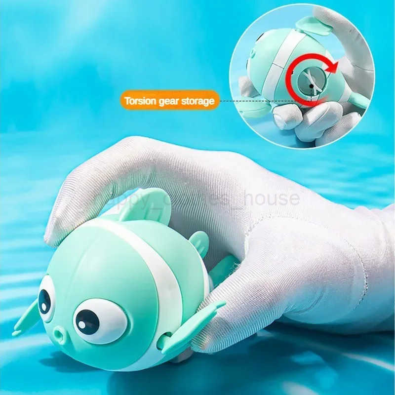 Cute Bath Toys Swimming Fish Bath Toy for Toddlers 1-3 Floating Wind Up Toys for Boy Girl New Born Baby Bathtub Toddler ToysXJ241207