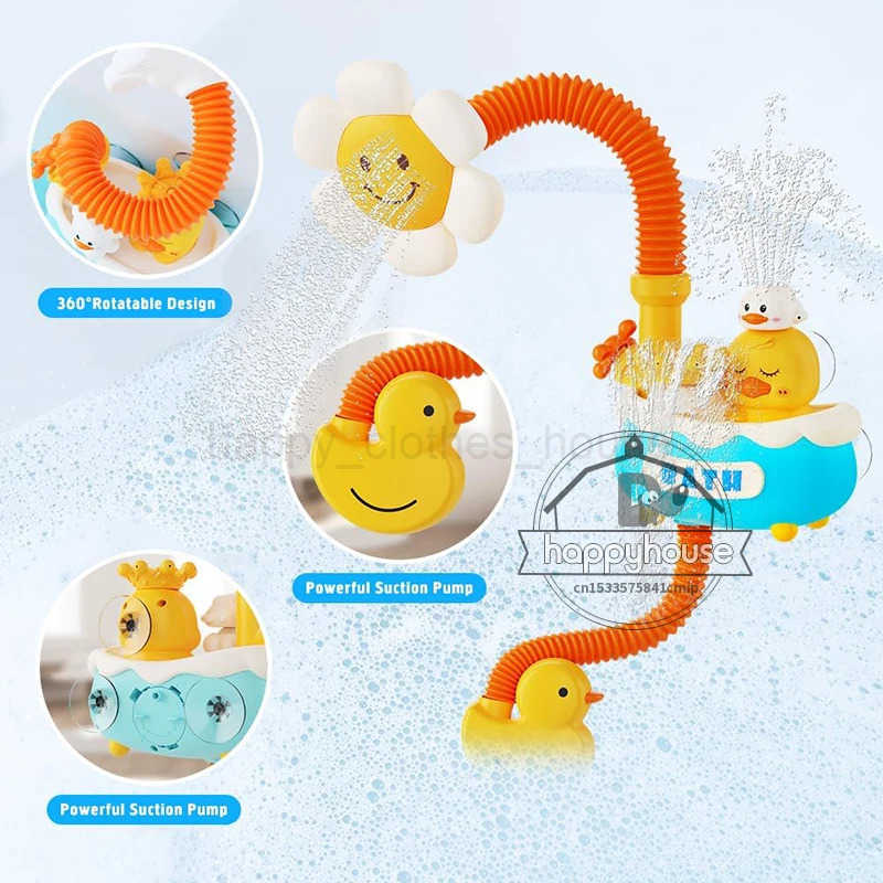 Baby Bath Toys Bath Shower for Toddler 4 in 1 Bathtub Toy with Sunflower Shower 3 Water Spray Sprinkler BathTub Toys for BabyXJ241207