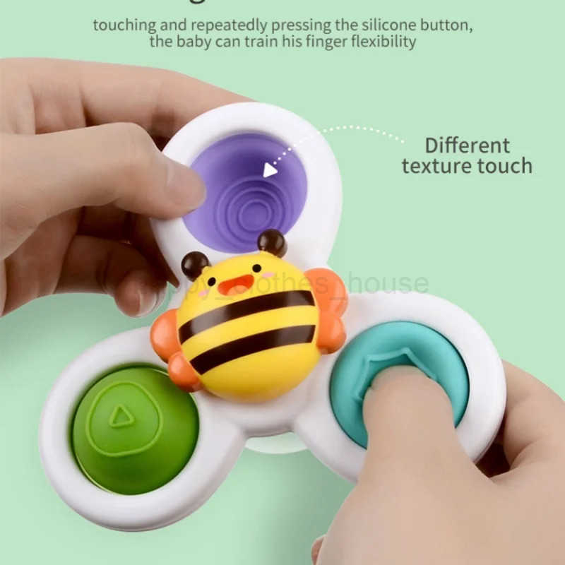 3Pcs Novel Fidget Suction Cup Spinner Toy For Baby Insect Rotating Rattle Educational Baby Games Bath Toys For ChildreXJ241207