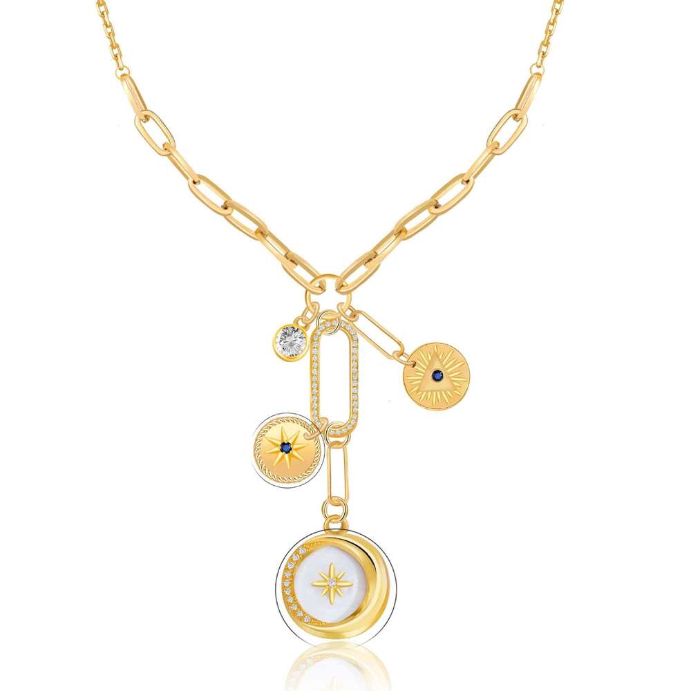 Fashionable niche design with dia inlaid relief pendant, trendy women's necklace accessories