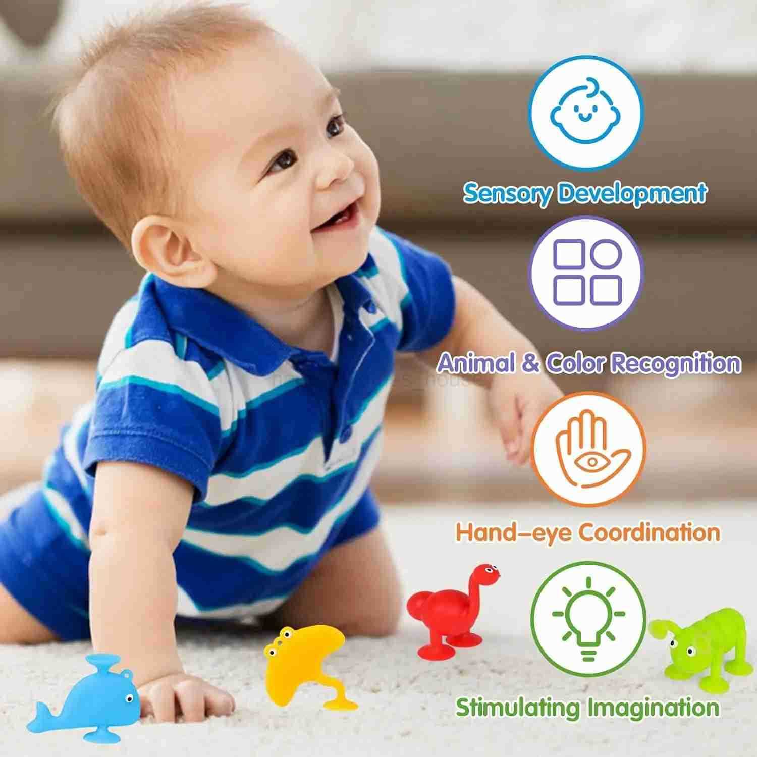 Baby Sucker Bath Toys for Kids Boys Girls Animal Shaped Suction Toys Parent-Child Interactive Game Window Travel Building BlocksXJ241207