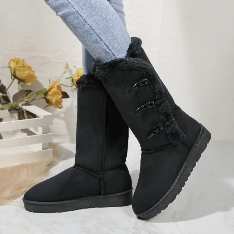 Classic plush snow boots and calf womens wool warm winter shoes 2024 D84 241206