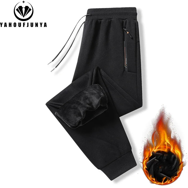 8XL Mens Winter Warm Thick Sports Pants Casual Wool Fashion Outdoor Jogger Trouser 241206