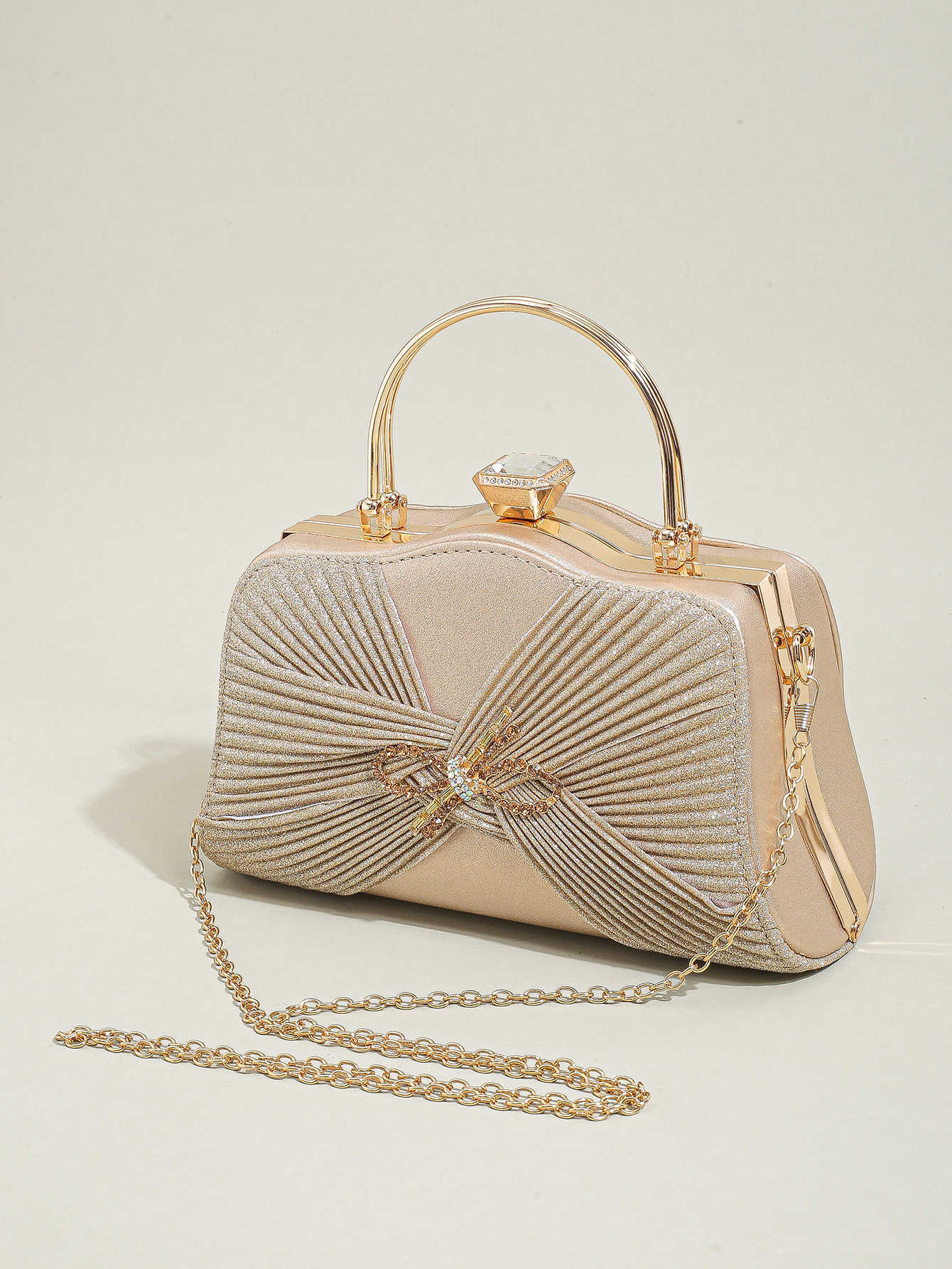 Clutch Bag New Handmade Pleated Dinner Bag Set with Diamonds and Rhinestones Exquisite Dress Party Bag 240920