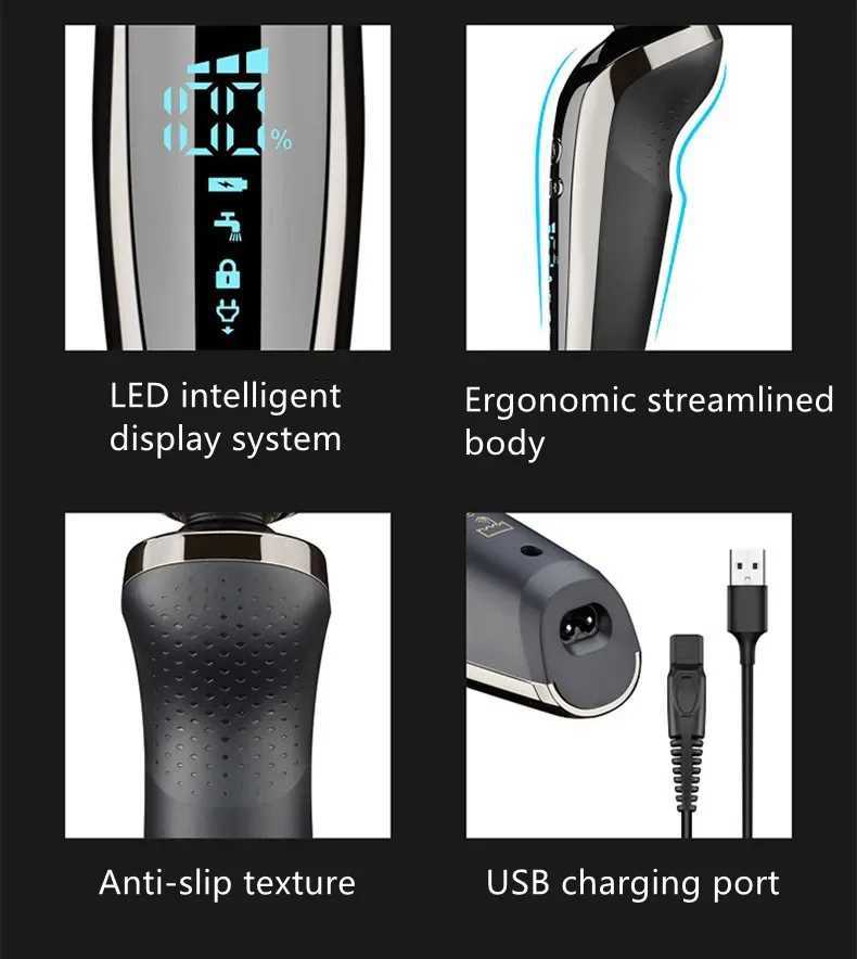 Electric Shaver Mens 4D Electric Beard Trimmer USB Rechargeable Professional Hair Trimmer Hair Cutter Razor Nose Hair TrimmerXJ241207