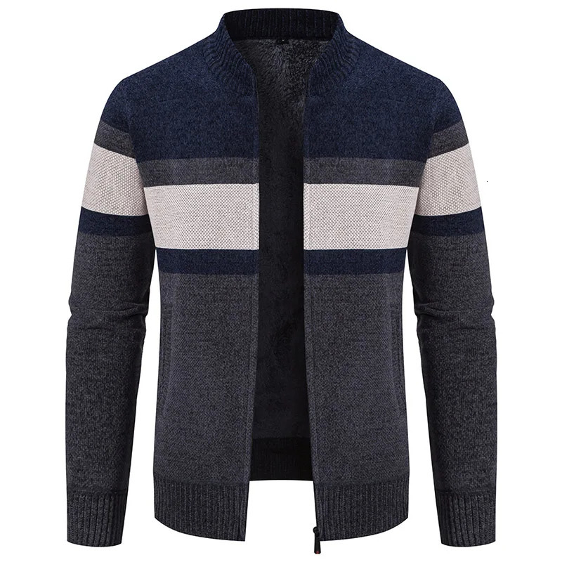 Mens winter cardigan knitted sweater wool warm highquality mens slim fit thick casual jacket size 3XL 241206