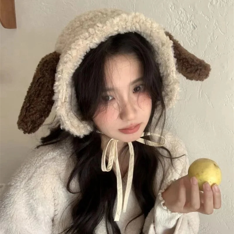 Cute Puppy Plush Earrings Suitable for Women Winter Warm Earrings Windproof Belt Soft Girl Earrings 241205