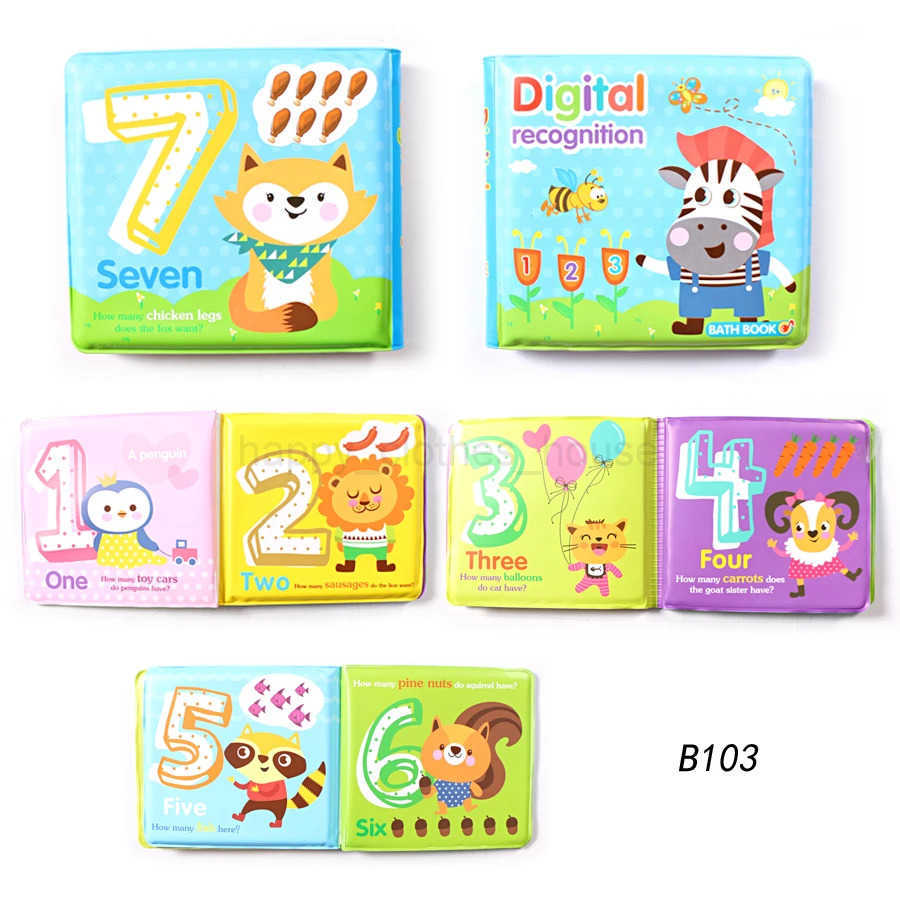 Water Bath Toy Bath Book Swimming Bathroom Toy Baby Toys Early Educational Toy With BB Shistle Learning Animal Digital Bath BookXJ241207