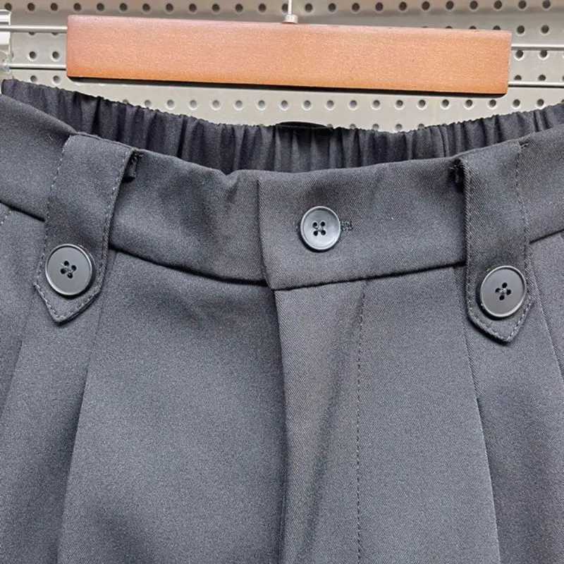 High Quality New Spring/Summer Fashion Brand Wrinkled Handsome High Waist Button Loose Casual Harlan Mens Pants T241207
