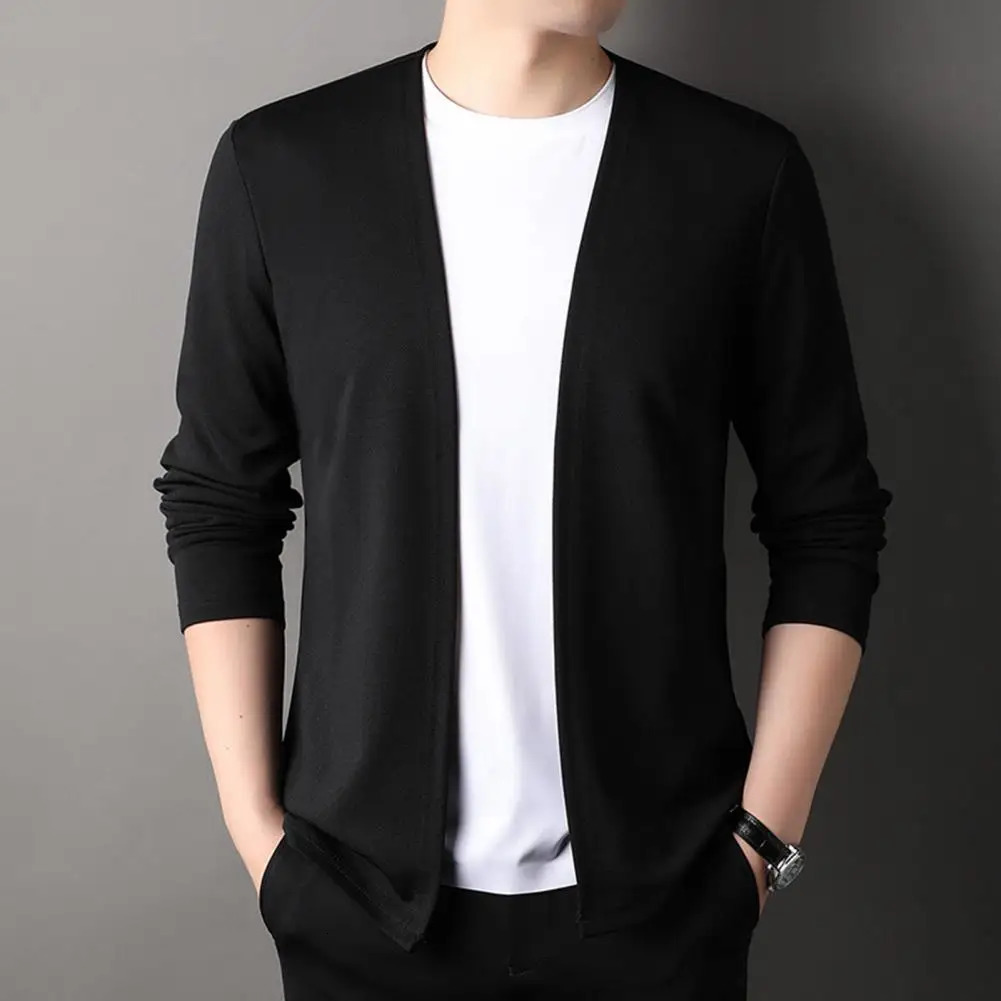 Classic mens sweater ultrathin slim fit solid color jacket fashionable knitted cardigan wool spring and summer casual clothing 241206