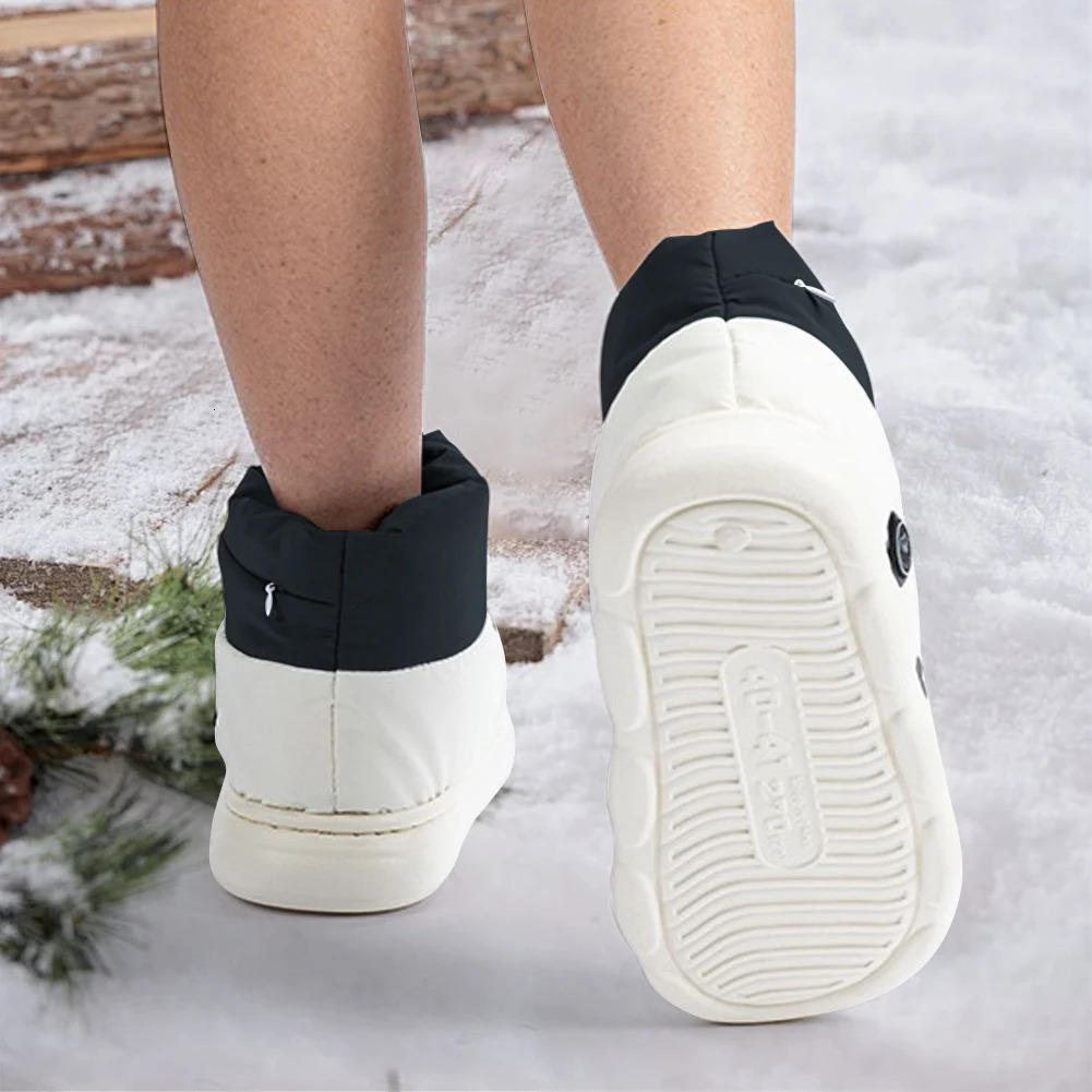 1 pair of electric heating shoes thickened winter warm shoes 3-level rechargeable wear-resistant anti slip snow boots 241206