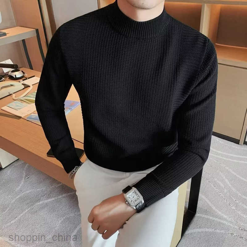 Men's Sweaters Half high neck sweater for men spring and autumn fashion mens clothing 2024 new item high-end autumn and winter mid neck knitted b