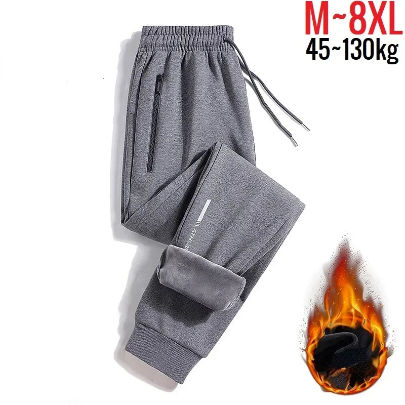 2024 Mens Pants Wool Lined Brushed Warm Sweatshirt Winter Jogger Trouser Large Size Thickened 241206