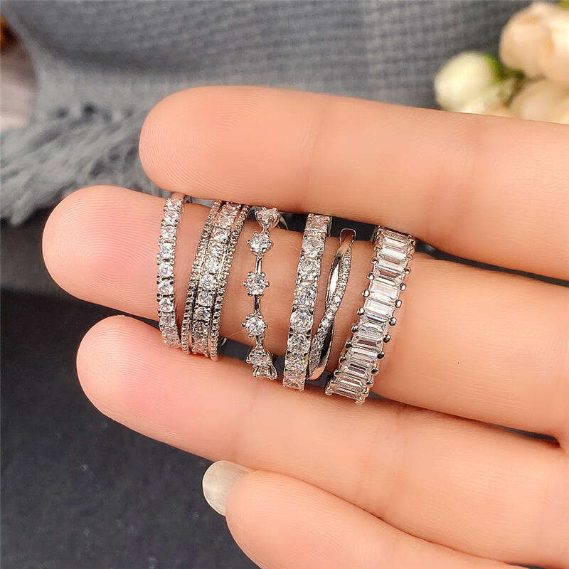 designer jewelry Moissanite dia ring Vecalon Lustre Promise Wedding Band Ring Top quality Sterg Sier VVS Dia Engagement rings for women