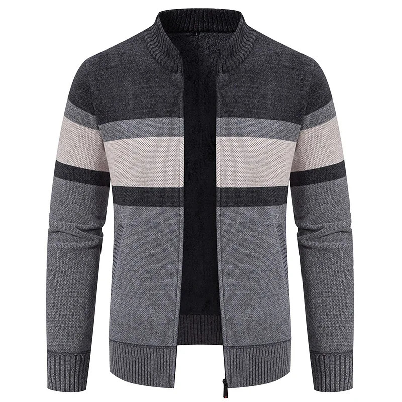 Mens winter cardigan knitted sweater wool warm highquality mens slim fit thick casual jacket size 3XL 241206