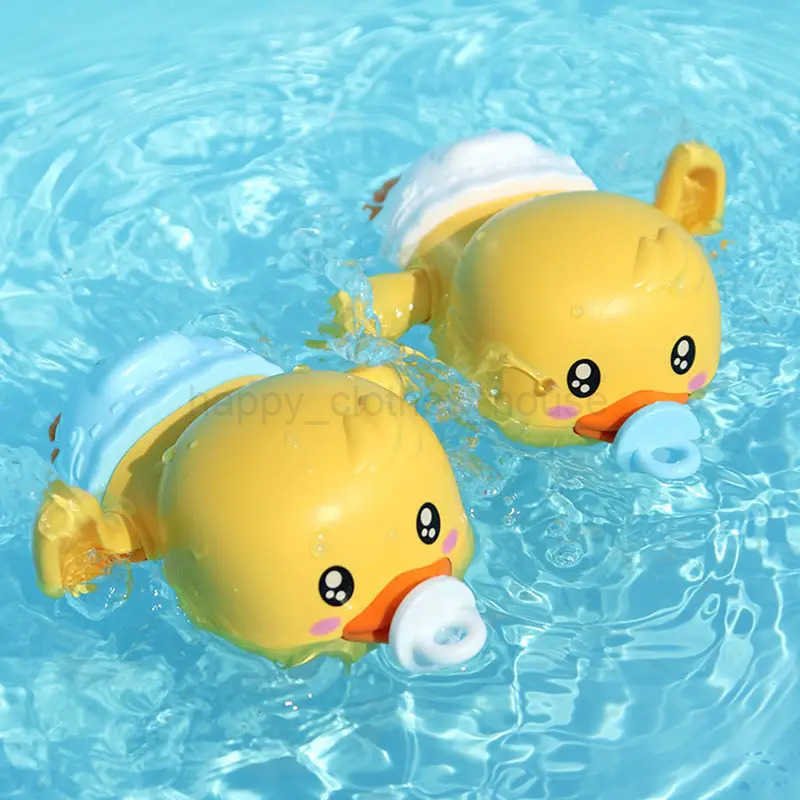 Baby Bath Toys Water Chain Clockwork Bathing Cute Swimming Yellow Duck Toy Toddler Pool Beach Classic Toy For Kids Water PlayingXJ241207