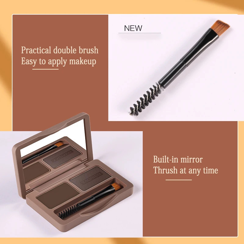 Two Colors Eyebrow Powder Makeup Palette Waterproof Shade for Eyebrow Enhancer Cosmetic Brush Mirror Box Make Up Tools Set 241206
