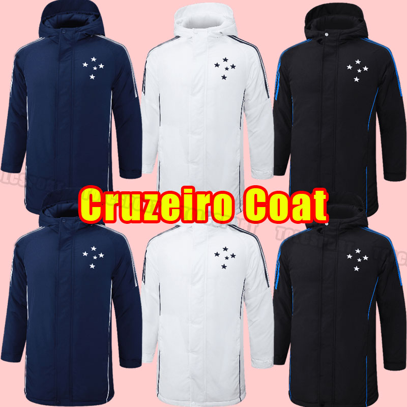 Cotton-Padded Hooded Jacket 2024 2025 24 25 Cruzeiro EDU BIDU Mens Soccer tracksuits ADRIANO long Sleeves Football Shirts Training both coat jacket set long sleeve