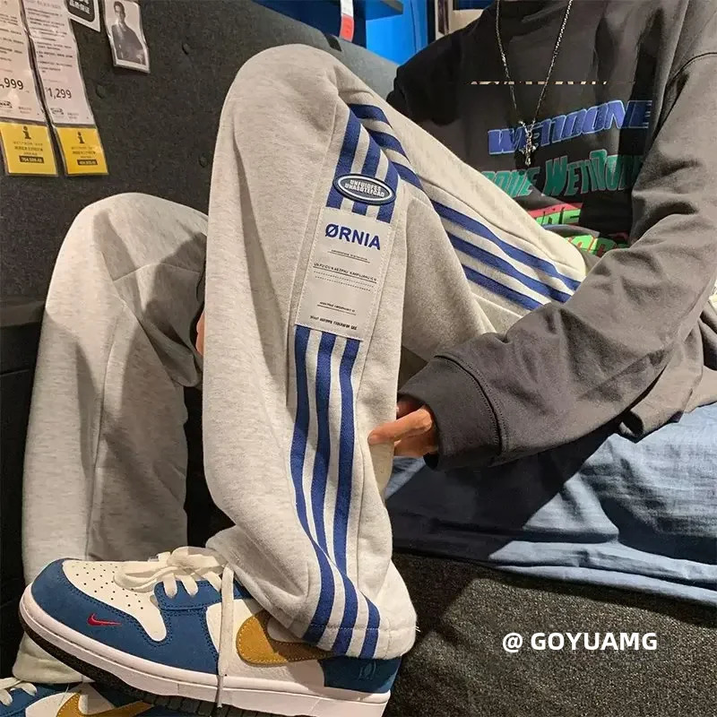 Autumn casual pants mens loose fit straight leg sports 241206