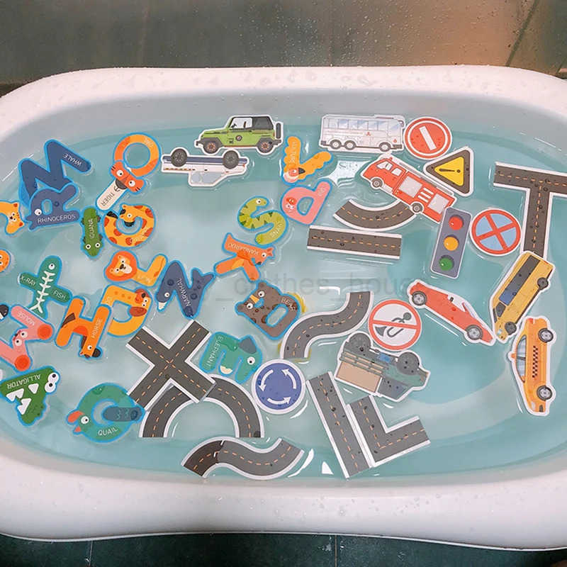 Baby Train Bath Toys Soft EVA Letter Puzzle Animals Alphanumeric Bathtub Water Toy Early Educational Kids Floating Bathroom ToysXJ241207