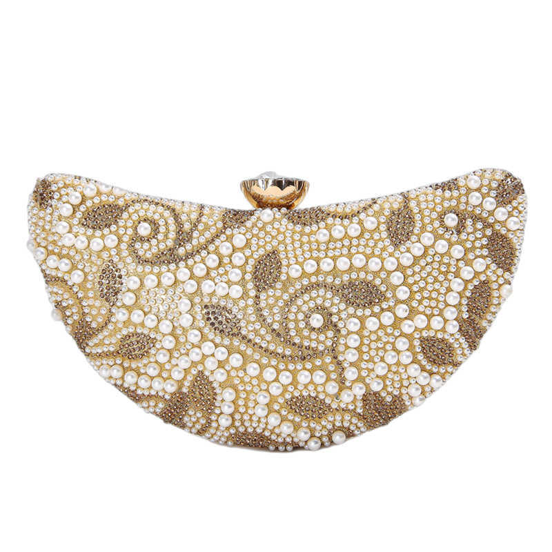 Clutch Bag Fashionable New Womens Pearl Studded Diamond Handbag Dinner Bag Formal Dress Bag Evening Dress Bag 240920