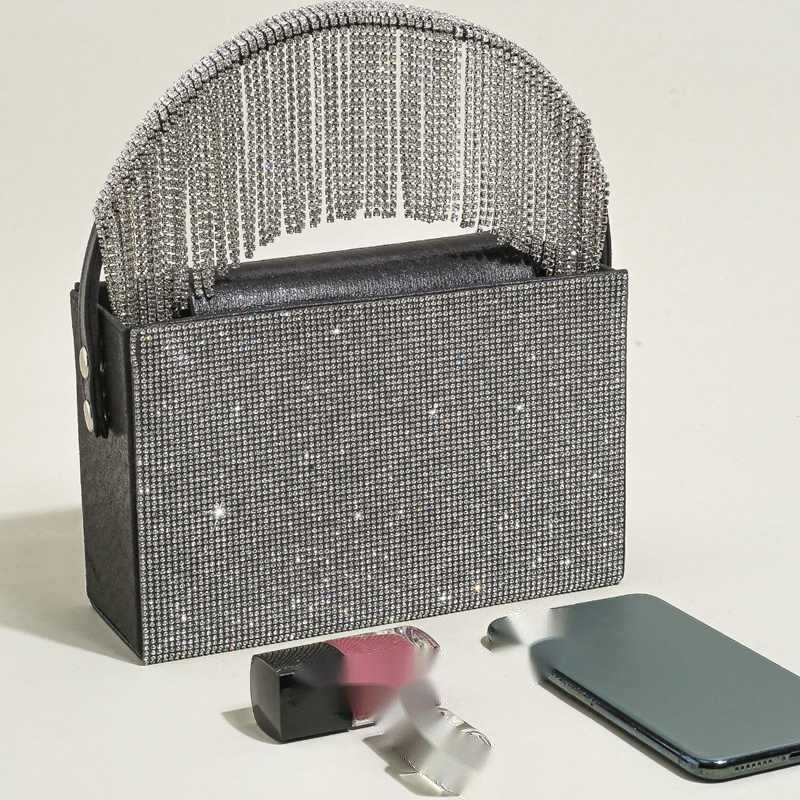 Clutch Bag New High-end Rhinestone Tassel Carrying Square Bag For Cocktail Parties And Evening Women Tote Bag 240920
