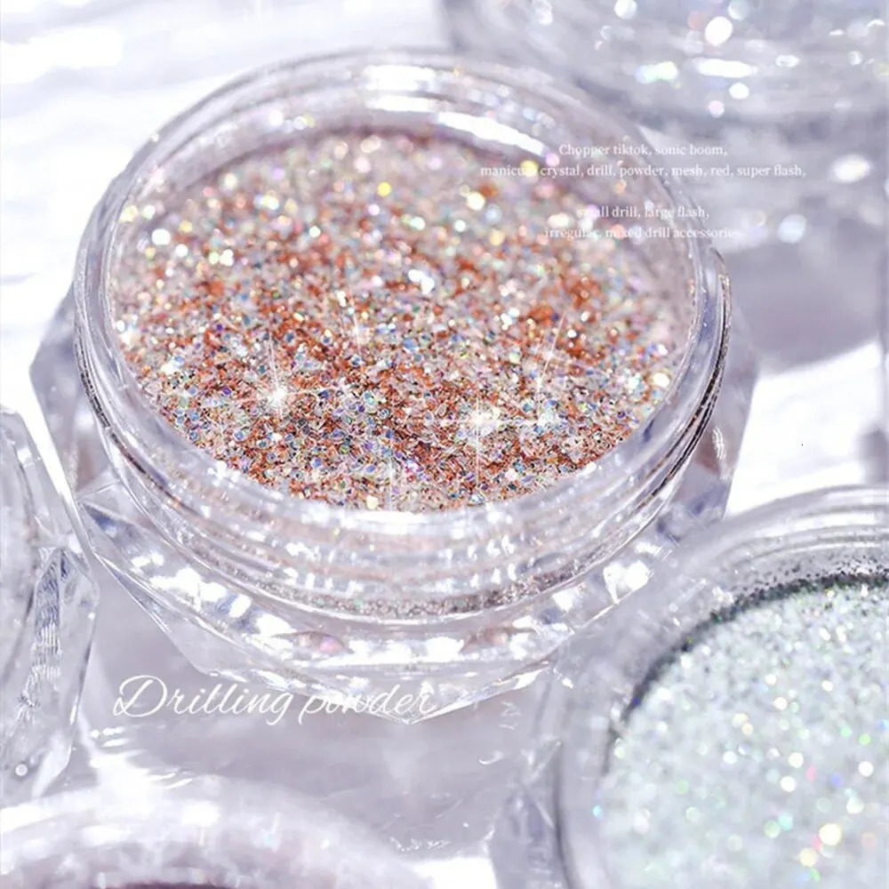 8Bottles Set Nail Crystal Diamond Powder Rainbow Shiny Nail Art Glitter Pigment Holographic Micro Glass Manicure Decoration 241206