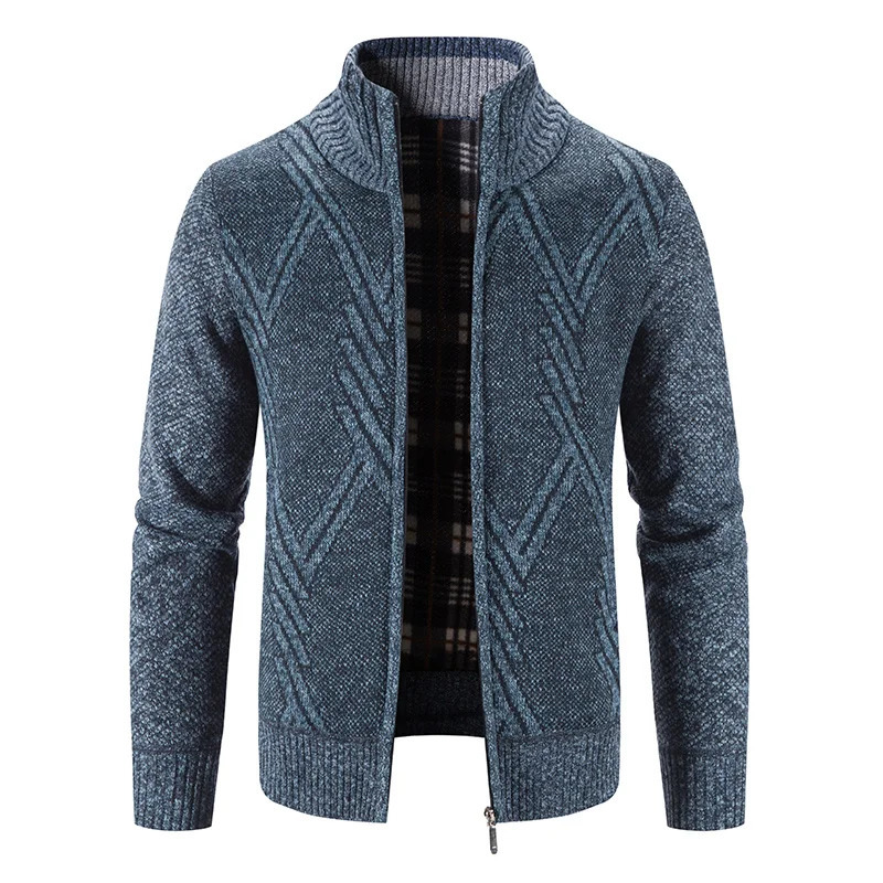 Classic mens sweater jacket casual down cardigan fashionable striped zipper long sleeved wool skydiving 241206