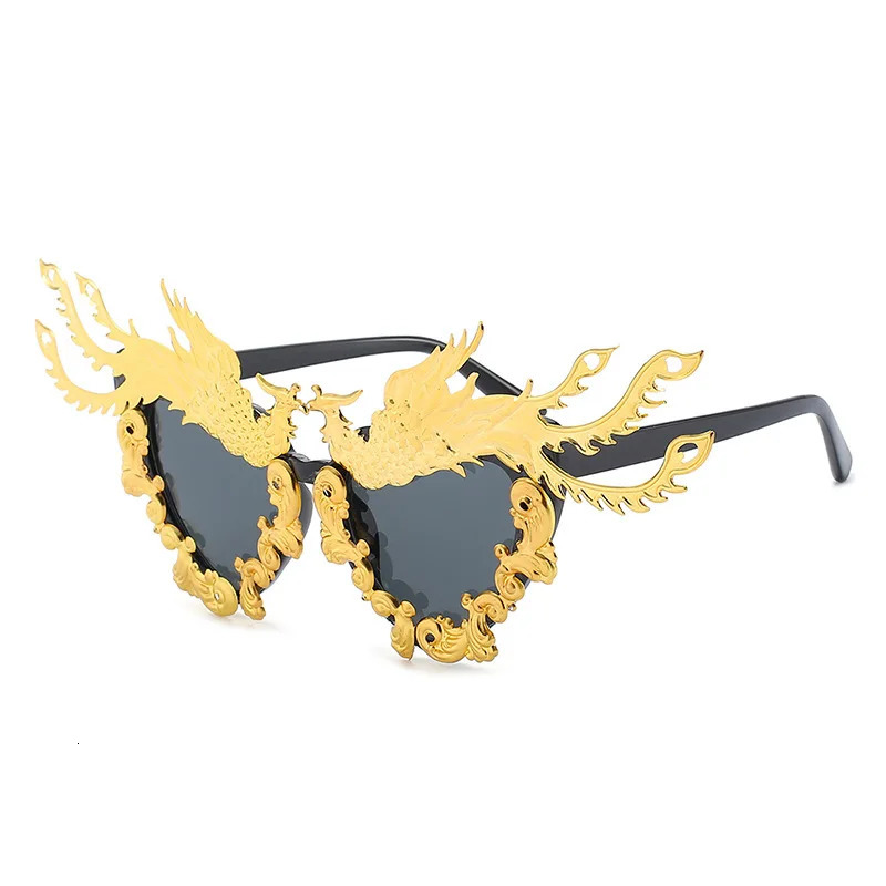 Fashion Phoenix Sunglasses Womens Unique Color Gold Punk Sunglasses Womens Sunglasses 241206