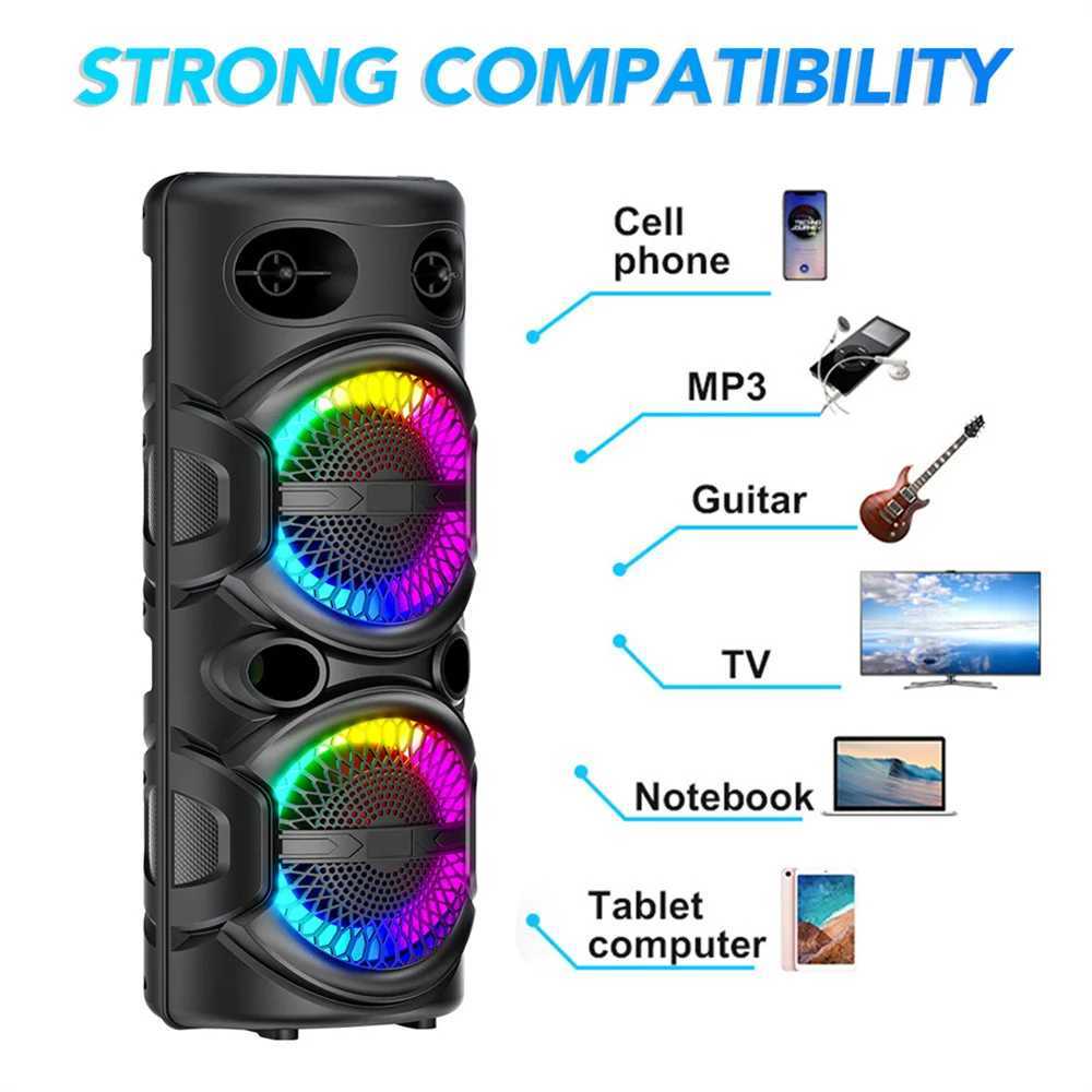 3000W portable wireless connections speaker subwoofer bass system party DJ charging LED light loud speaker X241207