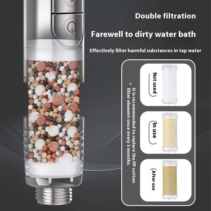 Powerful pressurized massage showerhead home use, head for showering, ultra high pressure, four levels handheld rain shower