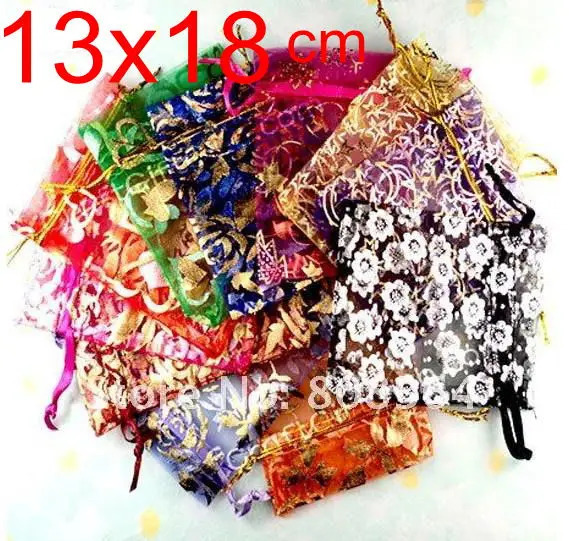 OMH Wholesale 10pcs 15color Mix Love Heart Rose Flowers Christmas Wedding Voile Organza Package Jewelry Packaging Gift BZ08-21 241206