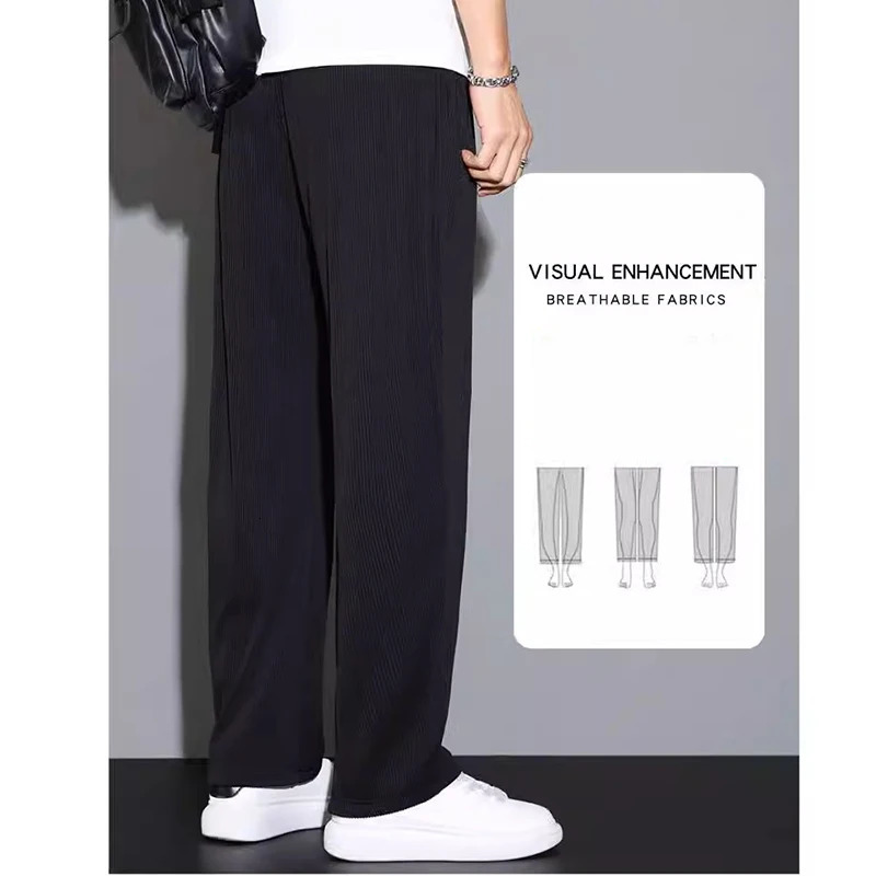 Spring and Autumn Fashion Pants Mens Loose Straight Leg Casual Trend 241206