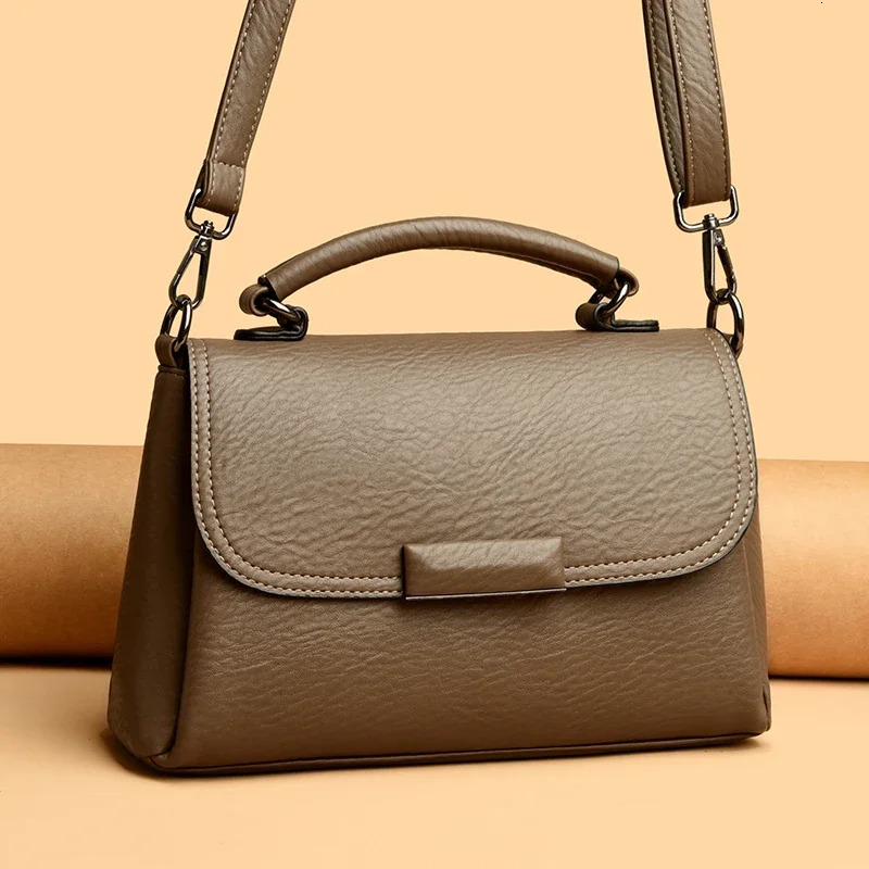 High quality denim leather womens handbag fashionable womens messenger handbag womens genuine leather shoulder cross body Sac 241205