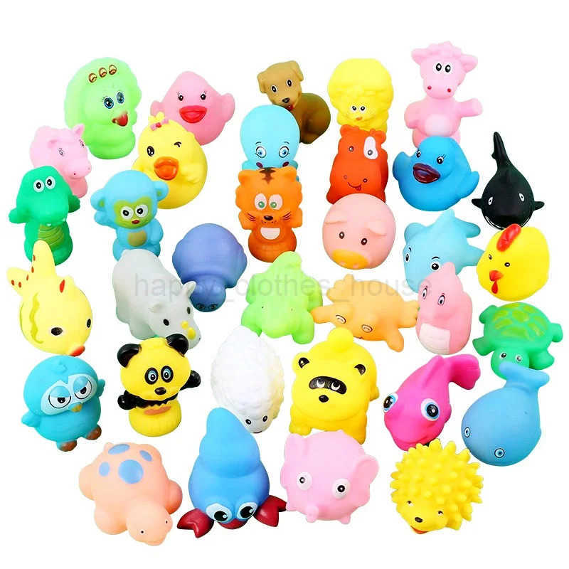 10pcs Baby Bath Toys Cute Animals Swimming Water Game Soft Rubber Float Squeeze Sound Water Shower Toys For KidsXJ241207