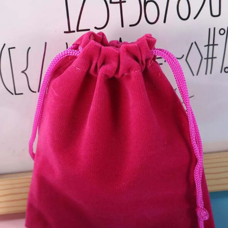 100 pieces/batch 5x7 7x9 9x12cm velvet small jewelry bag drawstring gift packaging bag wedding party packaging bag 241206