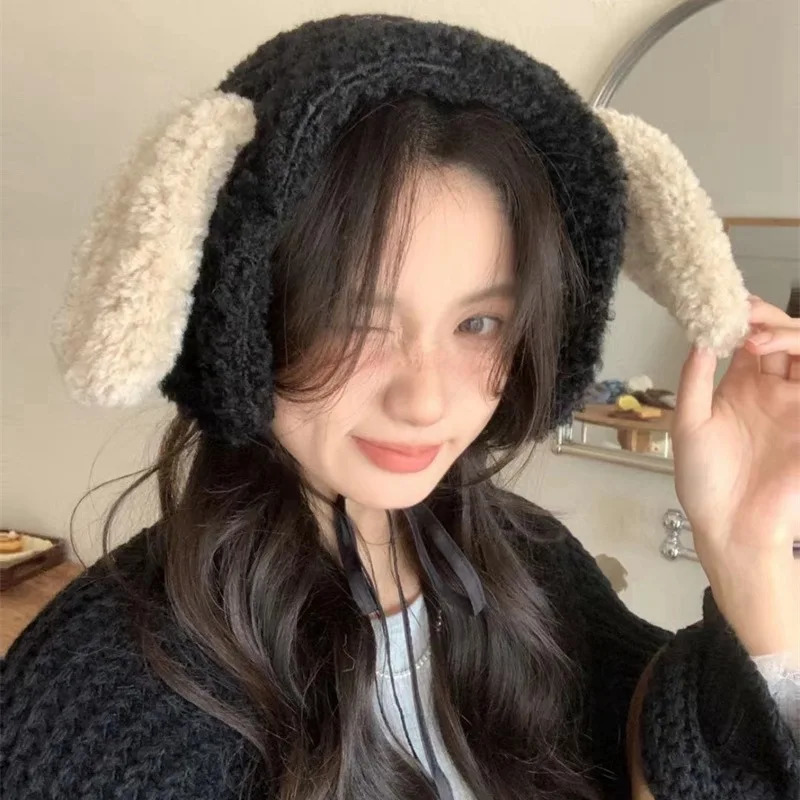 Cute Puppy Plush Earrings Suitable for Women Winter Warm Earrings Windproof Belt Soft Girl Earrings 241205