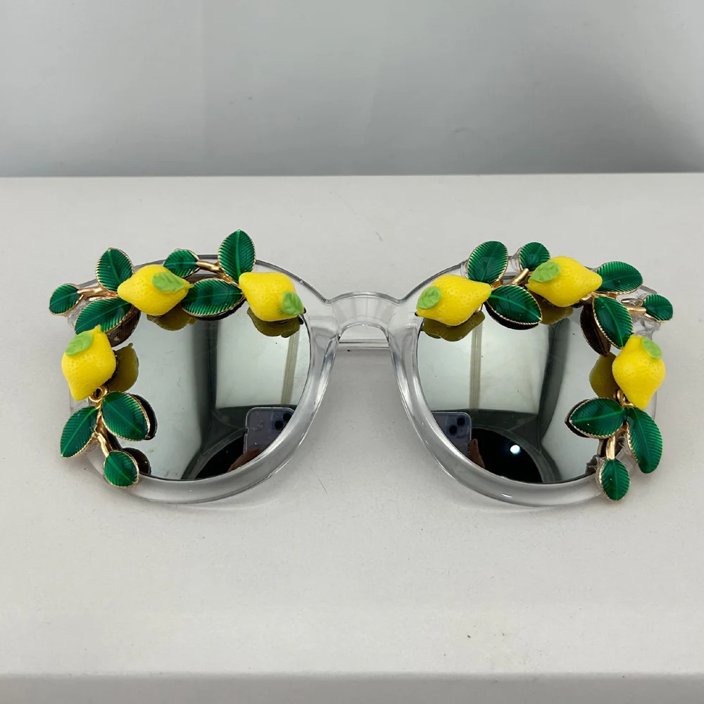 Fashion Baroque Womens Lemon Sunglasses Retro Punk Large Summer Beach Glasses 241206