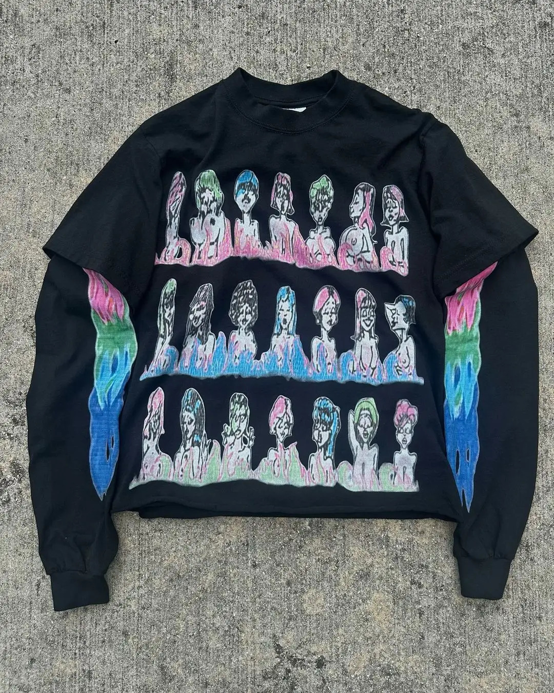 Harajuku Gothic autumn fashion graphic T-shirt Gothic clothing Y2k top long sleeved street clothing Gothic casual mens clothing 241205