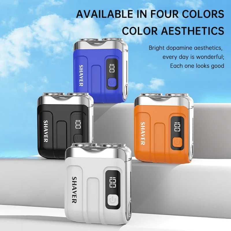 MINI Travel Electric Shaver For Men Double Floating Magnetic Blade Head Portable Beard Knife Rechargeable Rotary Electric RazorXJ241207