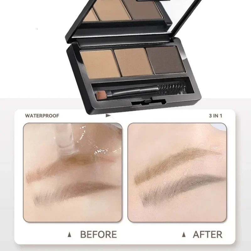 3 Colors Eyebrow Powder Palette Makeup Smoky Grey Coffee Brows Powder Waterproof Natural Brow Enhancers Professional Brow Pencil 241206